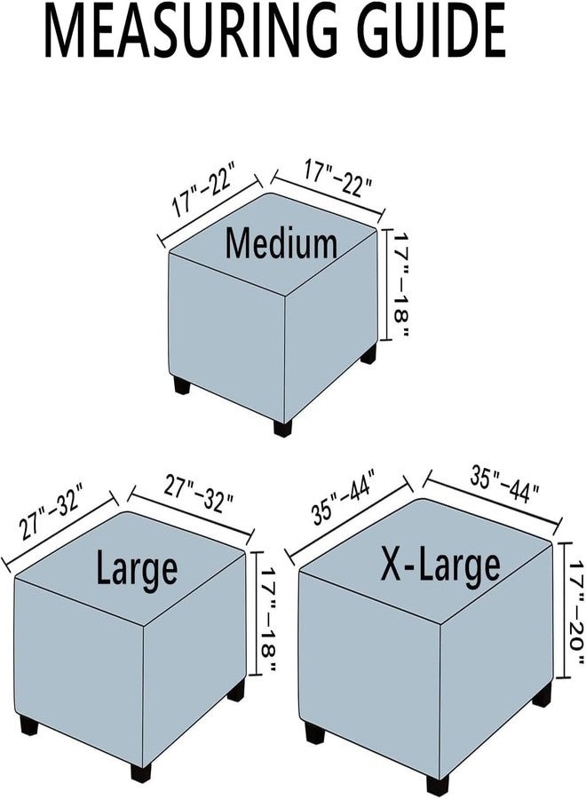 أغطية عثمانية مربعة مخملية من GERLNF، غطاء عثماني قابل للتمدد، غطاء حماية مسند القدم، غطاء تخزين، أغطية عثمانية قابلة للتمدد بقاعدة مطاطية، مصنوعة من قماش مخملي فاخر (مقاس كبير جدًا، لون عاجي). - Image 2